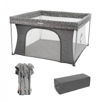 Kidnort Snoen Πτυσσόμενο Πάρκο για μωρά ορθογώνιο 126×126 Playzen Grey (KID000078)