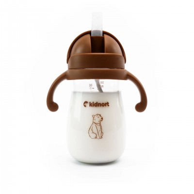 Kidnort Παγούρι με καλαμάκι Bringebaer 300ml Brown (KID000047)