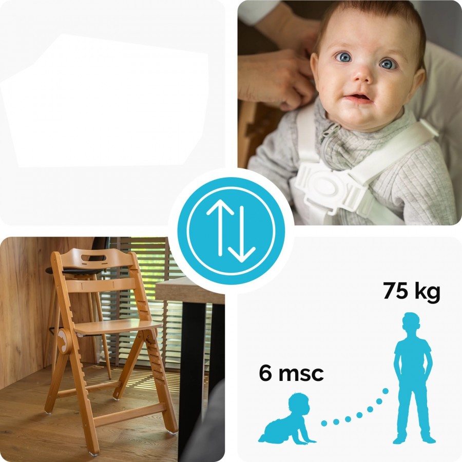 Kidnort Καρέκλα Φαγητού Drommer Unique Φυσικό Ξύλο (KNKRZ000013)