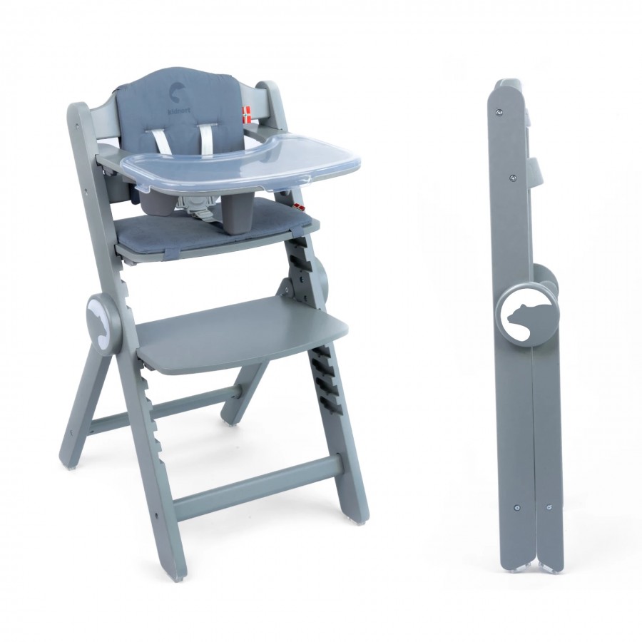 Kidnort Καρέκλα Φαγητού Drommer Unique Ξύλινο Grey  (KNKRZ000014)