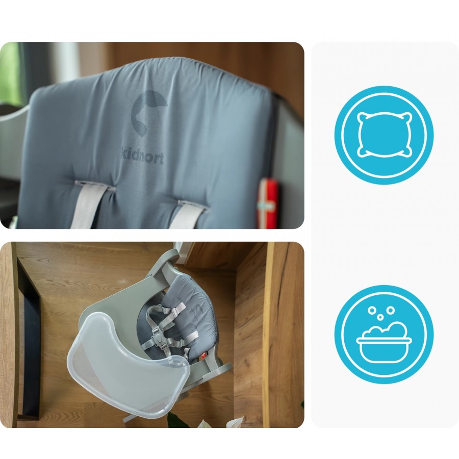 Kidnort Καρέκλα Φαγητού Drommer Unique Ξύλινο Grey  (KNKRZ000014)