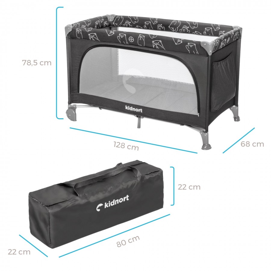  Kidnort Παρκοκρέβατο Ihalig Dark Grey (KNLOZ000004)