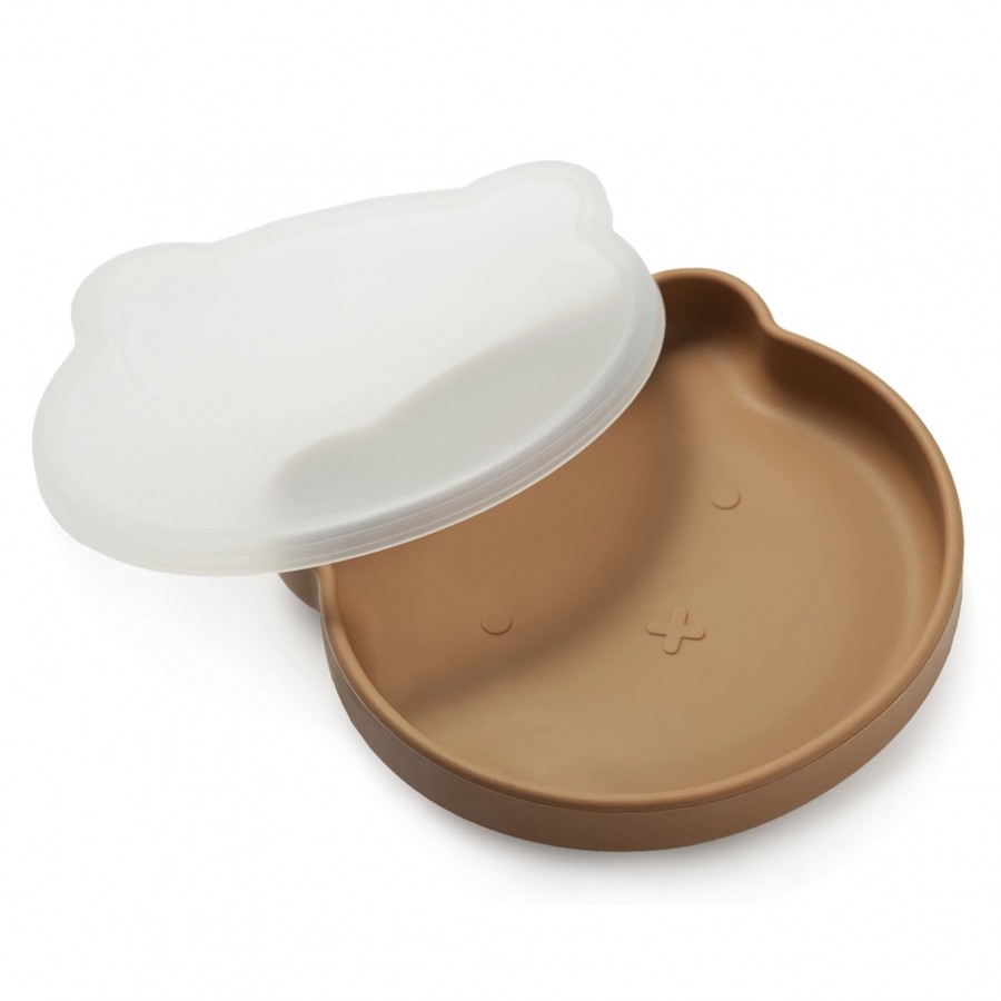 Kidnort Πιάτο Σιλικόνης Bear Retter Mjolk Brown (KNSIL000005)