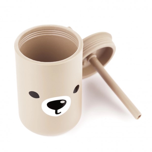 Kidnort Ποτήρι Σιλικόνης Retter με Καλαμάκι 200ml Beige (KNSIL000008)