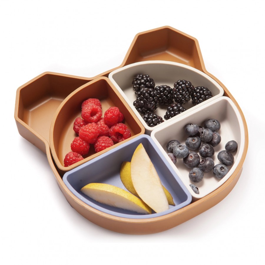 Kidnort Πιάτο σιλικόνης Retter Brown με 4 αποσπόμενα μπολάκια 4in1 (KNSIL000018)