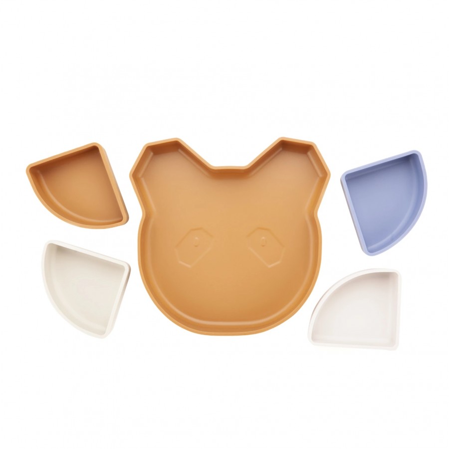 Kidnort Πιάτο σιλικόνης Retter Brown με 4 αποσπόμενα μπολάκια 4in1 (KNSIL000018)