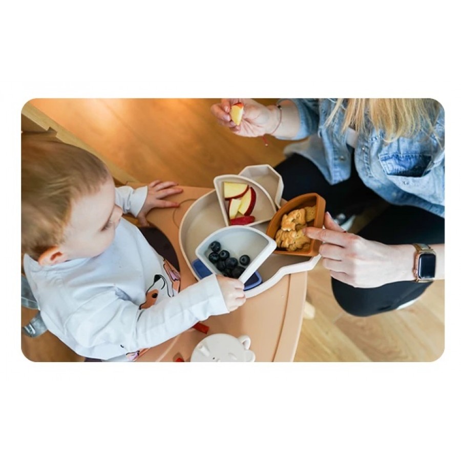 Kidnort Πιάτο σιλικόνης Retter Beige με 4 αποσπόμενα μπολάκια 4in1 (KNSIL000019)