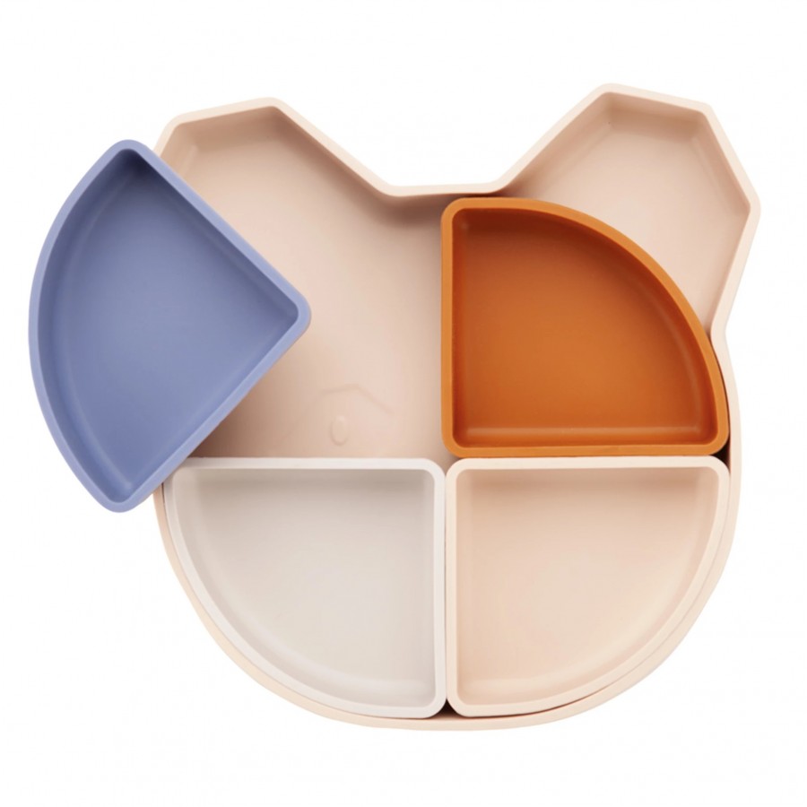 Kidnort Πιάτο σιλικόνης Retter Beige με 4 αποσπόμενα μπολάκια 4in1 (KNSIL000019)