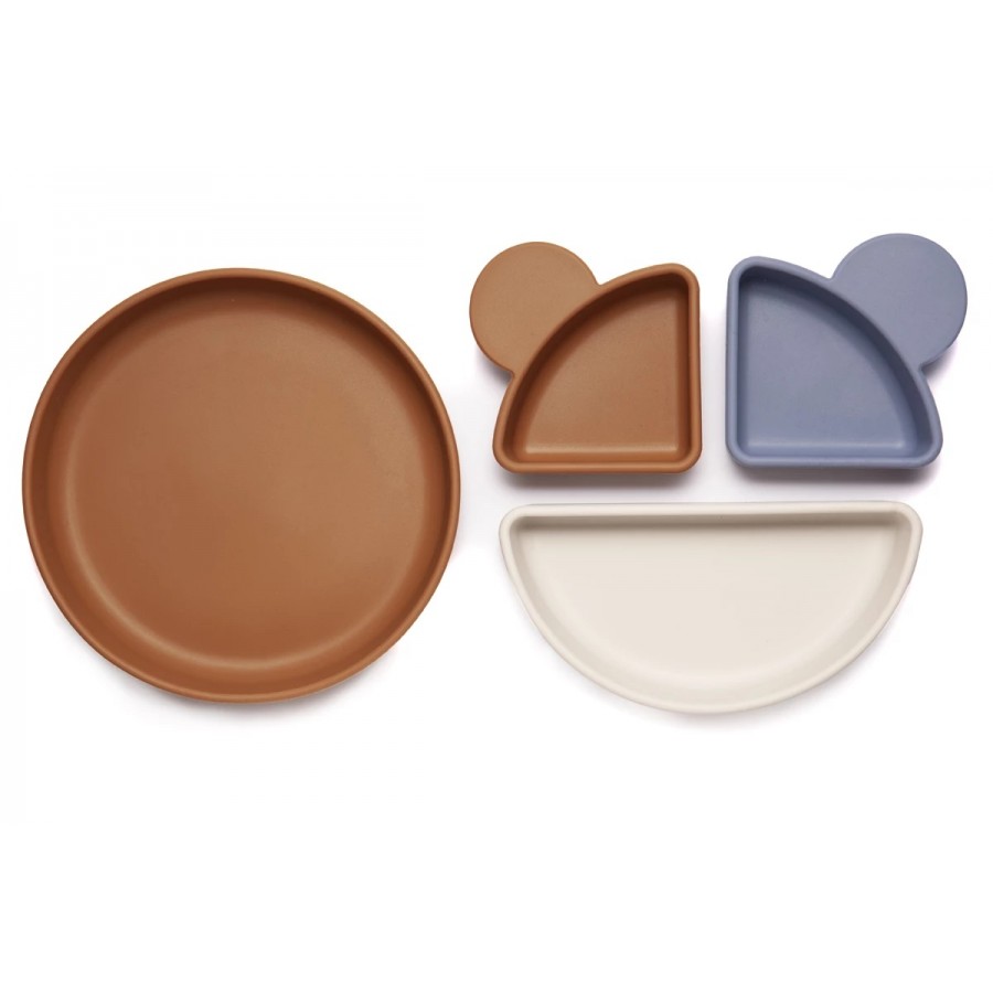Kidnort Πιάτο σιλικόνης Retter Brown με αποσπόμενα μπολάκια 3in1 (KNSIL000021)