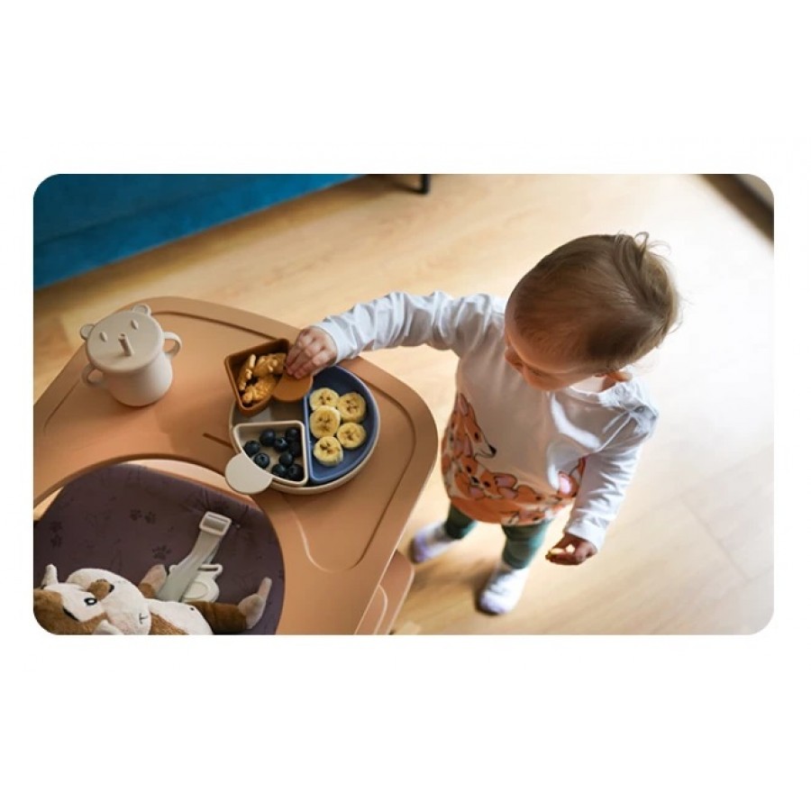 Kidnort Πιάτο σιλικόνης Retter Beige με αποσπόμενα μπολάκια 3in1 (KNSIL000022)