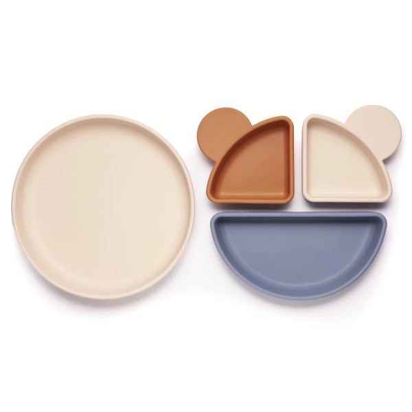 Kidnort Πιάτο σιλικόνης Retter Beige με αποσπόμενα μπολάκια 3in1 (KNSIL000022)