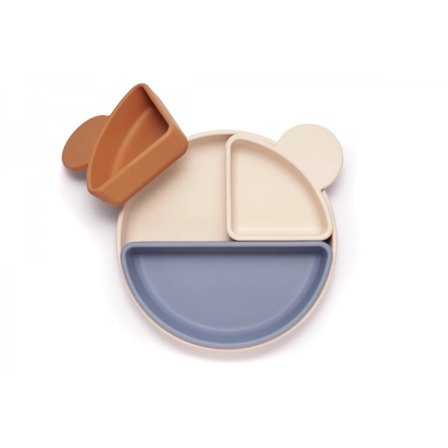 Kidnort Πιάτο σιλικόνης Retter Beige με αποσπόμενα μπολάκια 3in1 (KNSIL000022)