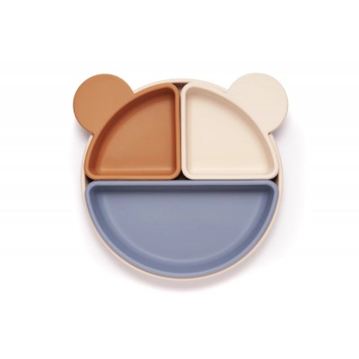 Kidnort Πιάτο σιλικόνης Retter Beige με αποσπόμενα μπολάκια 3in1 (KNSIL000022)