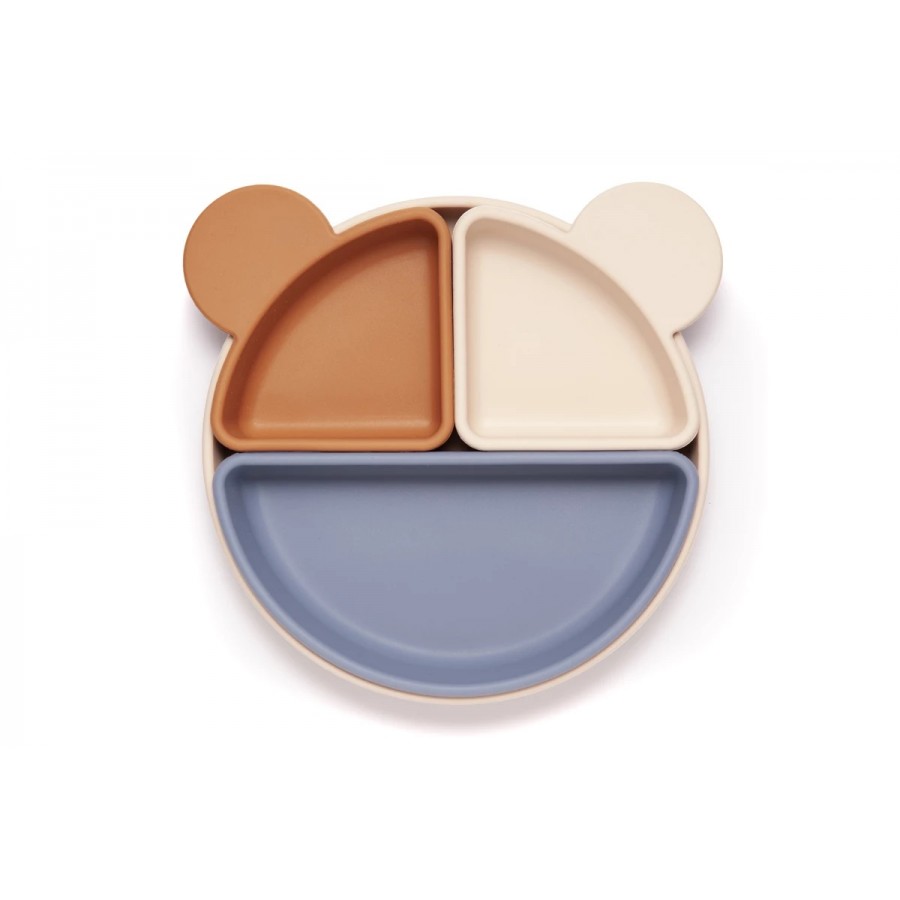 Kidnort Πιάτο σιλικόνης Retter Beige με αποσπόμενα μπολάκια 3in1 (KNSIL000022)