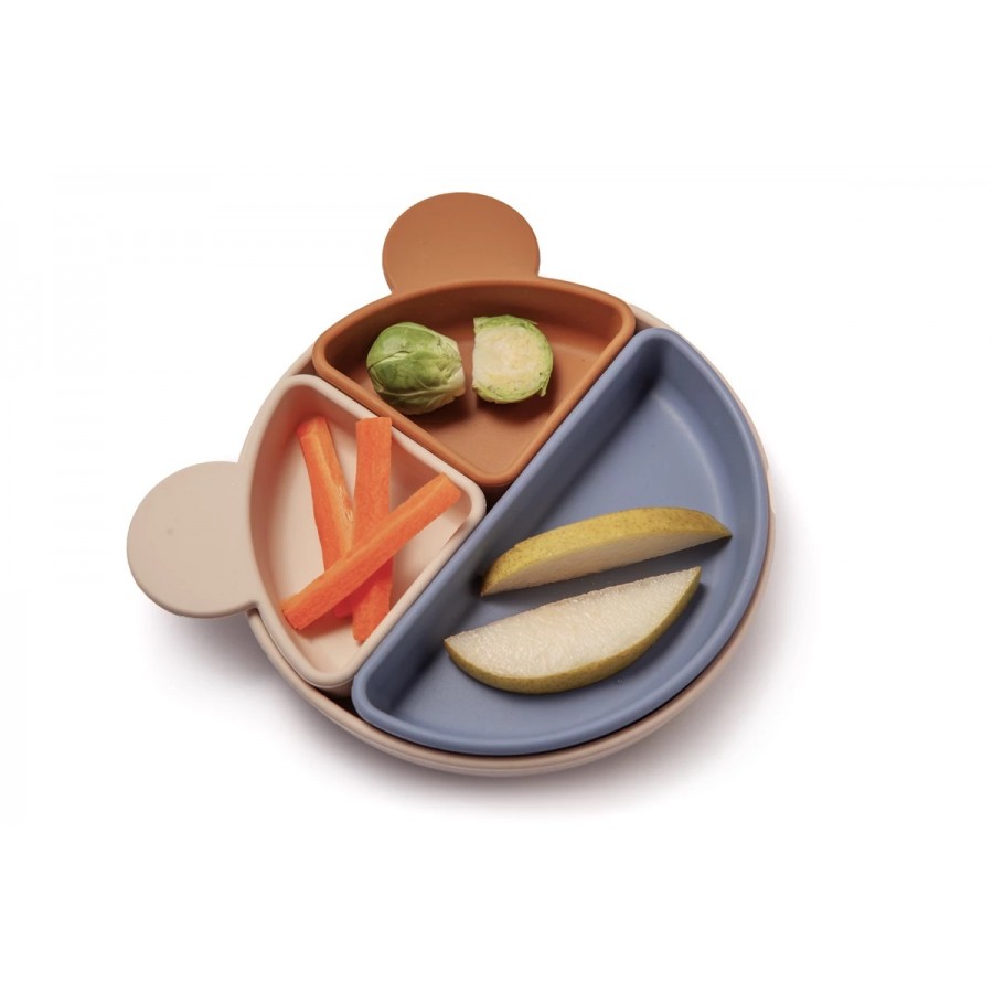 Kidnort Πιάτο σιλικόνης Retter Beige με αποσπόμενα μπολάκια 3in1 (KNSIL000022)