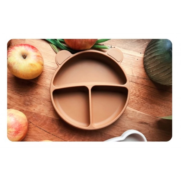 Kidnort Πιάτο Σιλικόνης με Χωρίσματα Bear Retter Mjolk Brown (KNSIL000023)