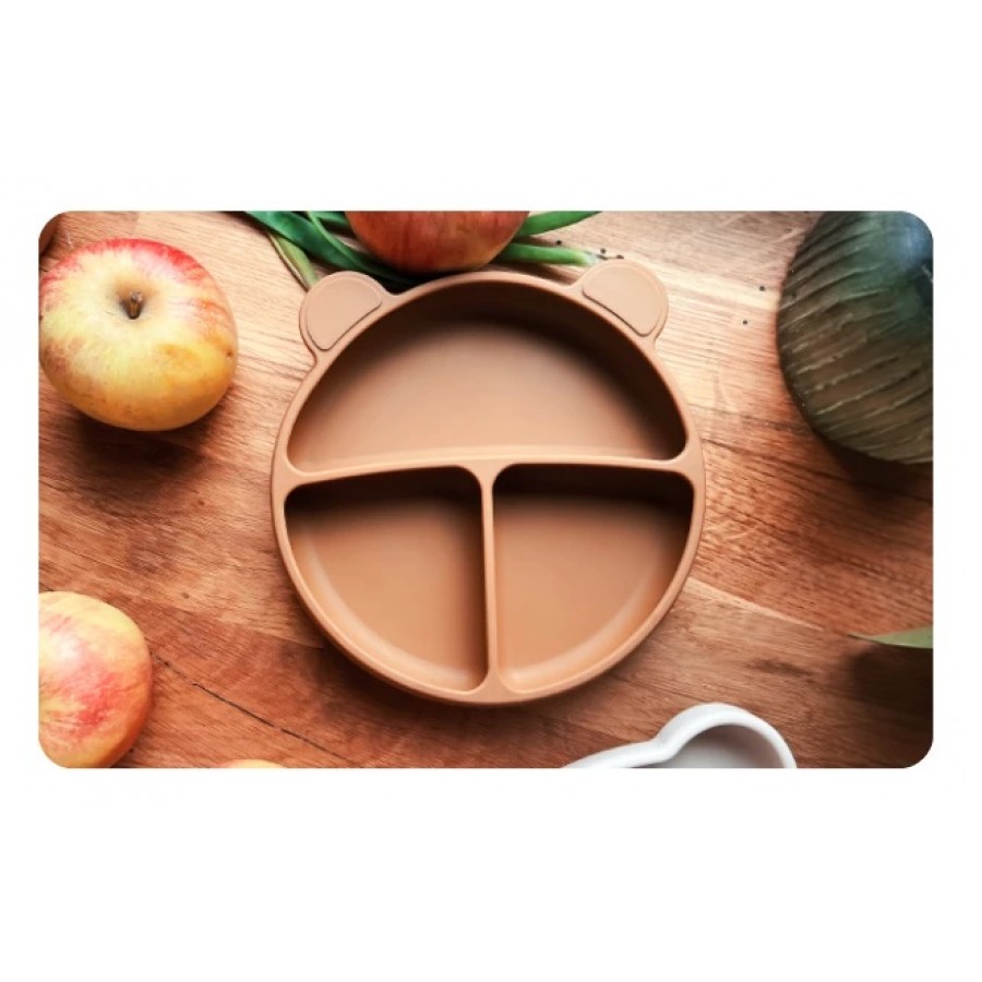 Kidnort Πιάτο Σιλικόνης με Χωρίσματα Bear Retter Mjolk Brown (KNSIL000023)