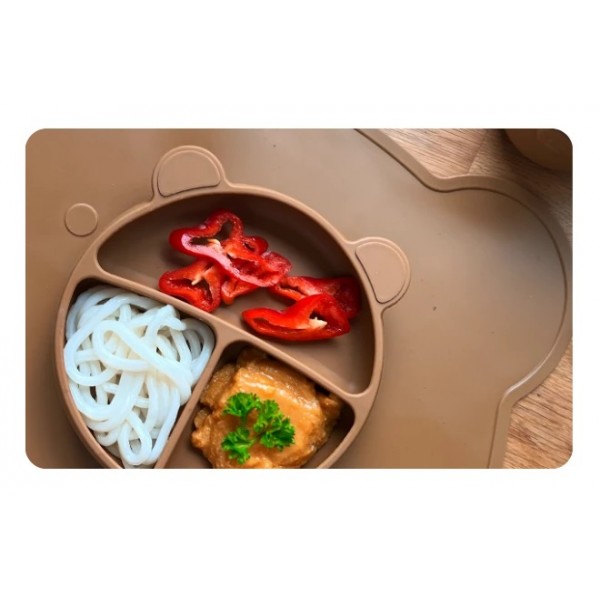 Kidnort Πιάτο Σιλικόνης με Χωρίσματα Bear Retter Mjolk Beige (KNSIL000024)