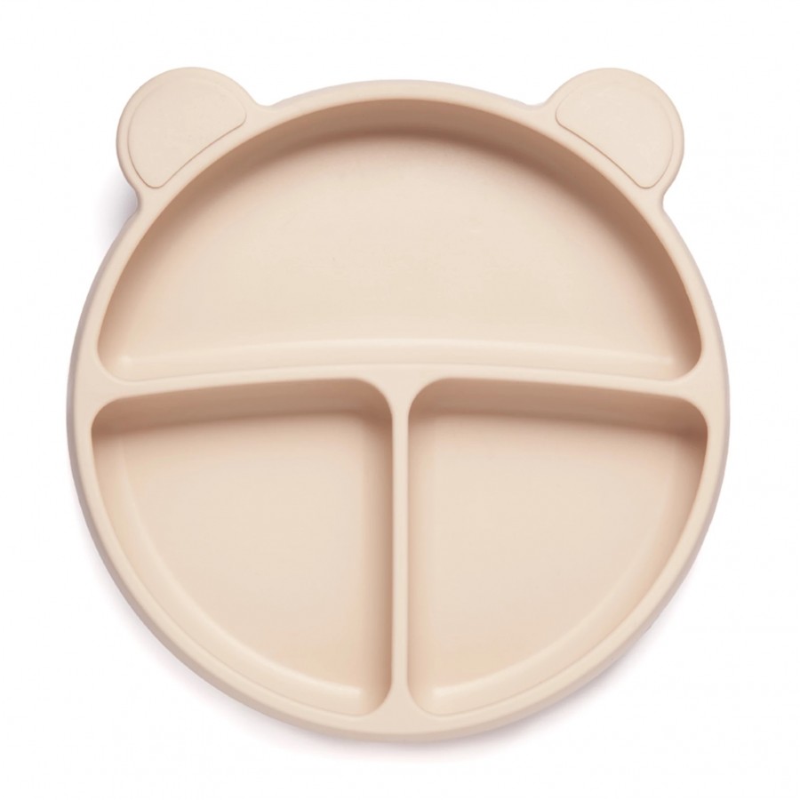 Kidnort Πιάτο Σιλικόνης με Χωρίσματα Bear Retter Mjolk Beige (KNSIL000024)