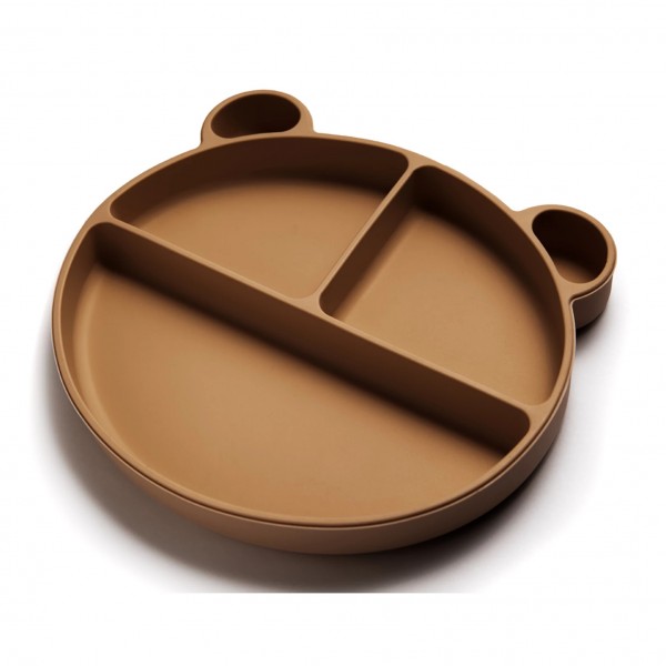 Kidnort Σιλικονούχο πιατάκι με 3 χωρίσματα Retter Mjölk Brown (KNSIL000027)