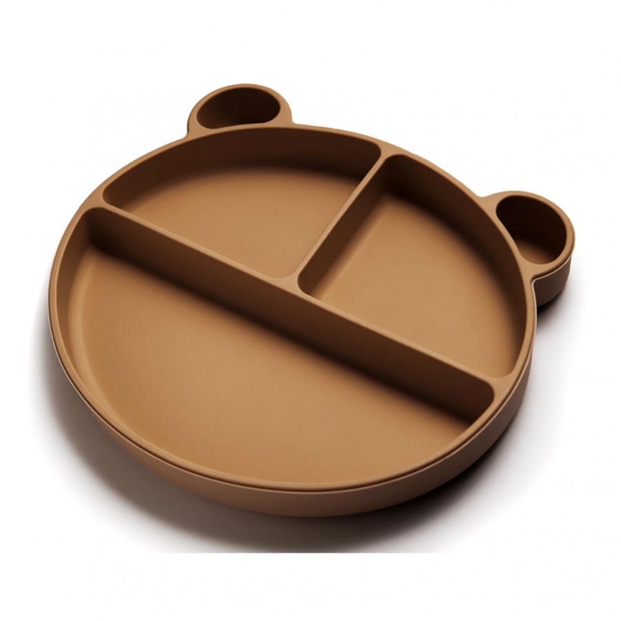 Kidnort Σιλικονούχο πιατάκι με 3 χωρίσματα Retter Mjölk Brown (KNSIL000027)