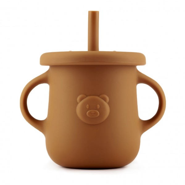 Kidnort Ποτήρι Σιλικόνης Retter με λαβές 200ml Brown (KNSIL000029)