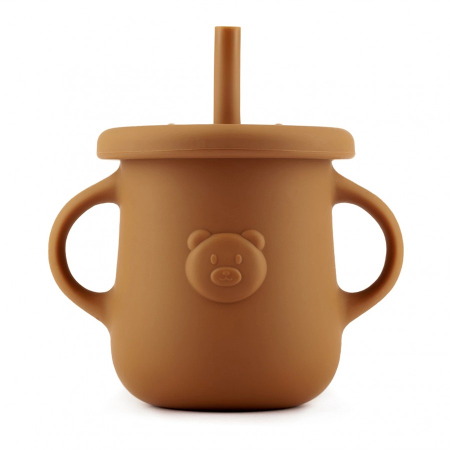 Kidnort Ποτήρι Σιλικόνης Retter με λαβές 200ml Brown (KNSIL000029)