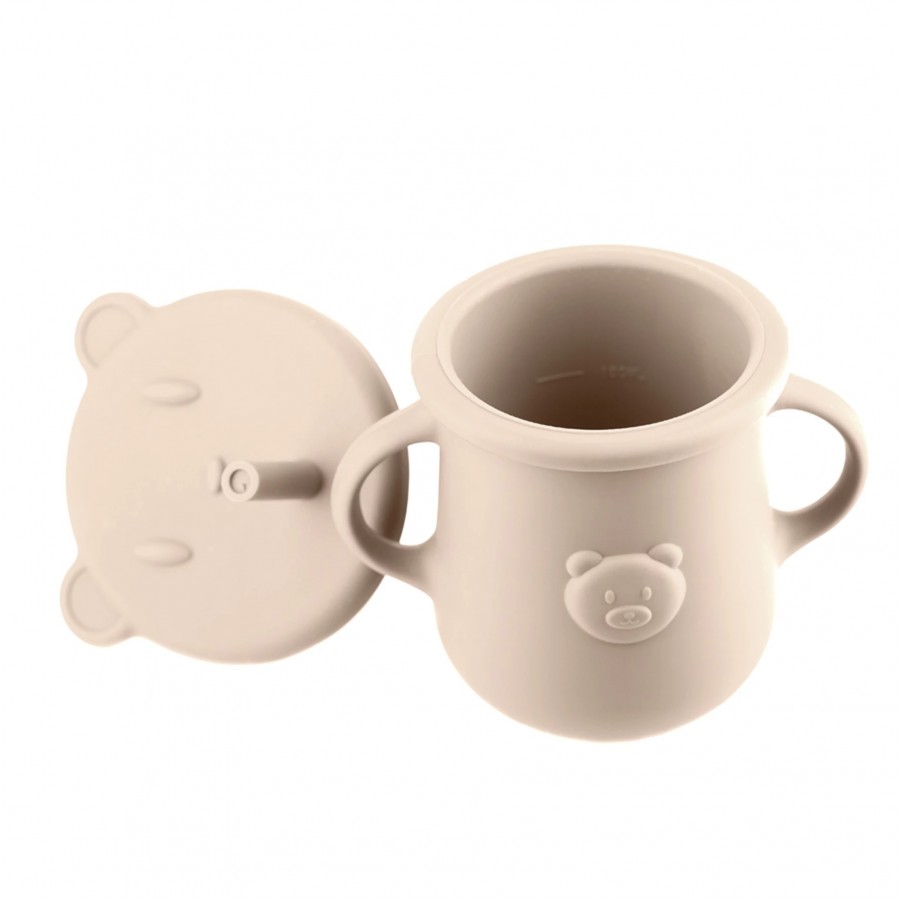 Kidnort Ποτήρι Σιλικόνης Retter με λαβές 200ml Beige (KNSIL000030)