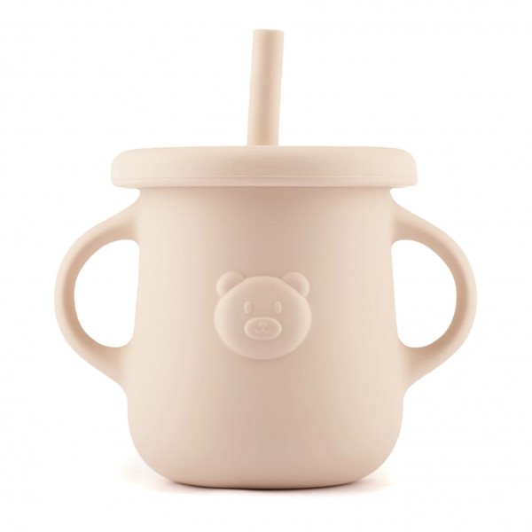 Kidnort Ποτήρι Σιλικόνης Retter με λαβές 200ml Beige (KNSIL000030)