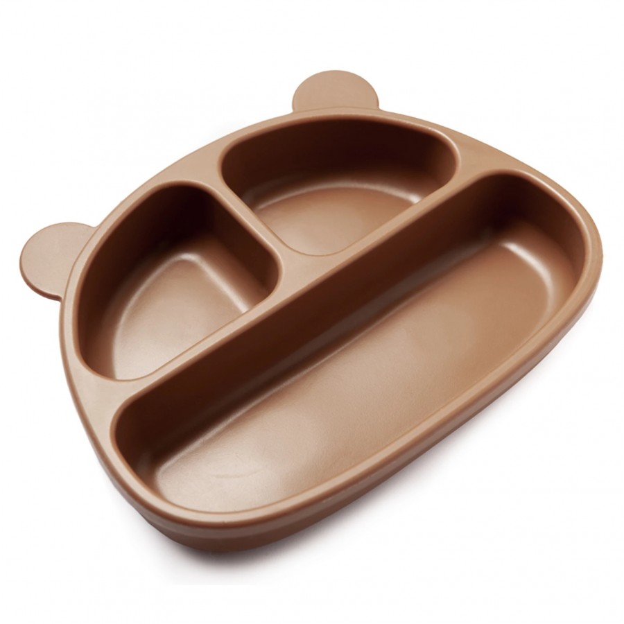 Kidnort Πιάτο Σιλικόνης με Χωρίσματα Bear Retter Mjolk Brown (KNSIL000031)