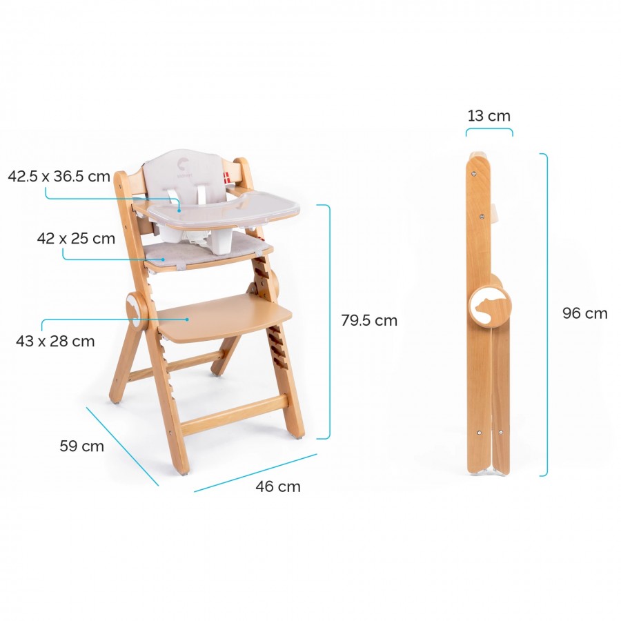 Kidnort Καρέκλα Φαγητού Drommer Unique Ξύλινο Grey  (KNKRZ000014)