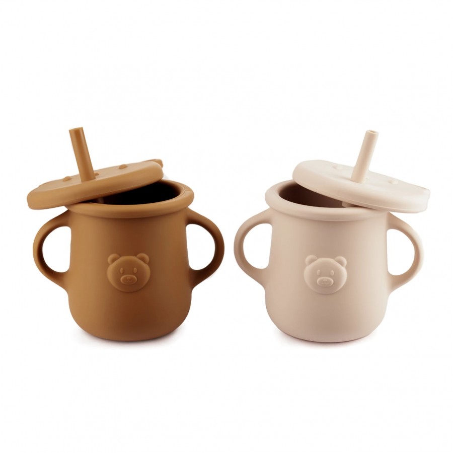 Kidnort Ποτήρι Σιλικόνης Retter με λαβές 200ml Beige (KNSIL000030)